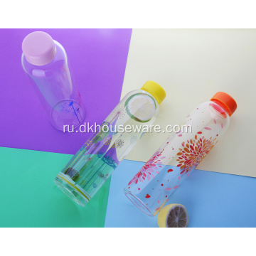 Стеклянная бутылка для воды с индивидуальным рисунком наклеек